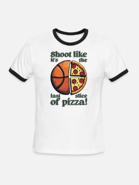 Shoot like it's the last slice of pizza. - Men's Ringer T-Shirt - white/black