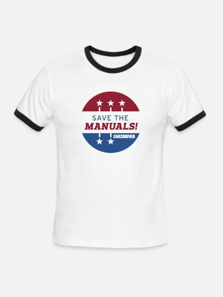 Save The Manuals Car Throttle - Men's Ringer T-Shirt - white/black