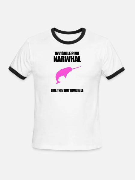 Invisible Pink Narwhal - Men's Ringer T-Shirt - white/black