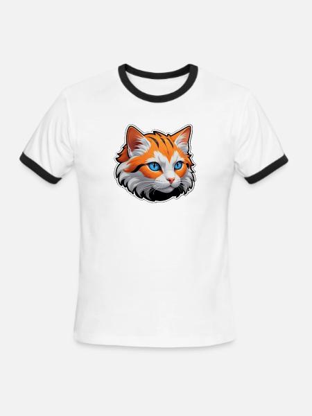 Cat face - Men's Ringer T-Shirt - white/black
