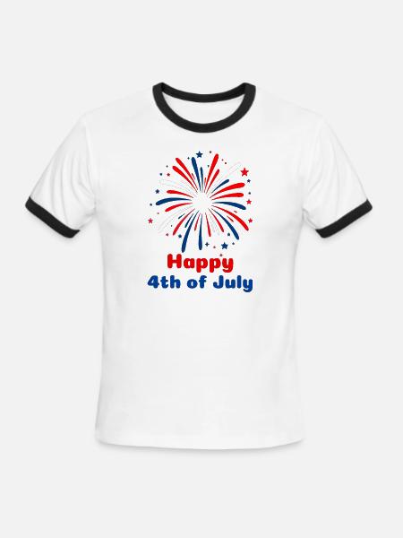 4th of July - Men's Ringer T-Shirt - white/black