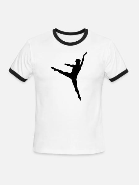 Male Ballet Dancer Silhouette - Men's Ringer T-Shirt - white/black