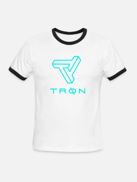 Tron Inspired Cyan Logo - Men's Ringer T-Shirt - white/black