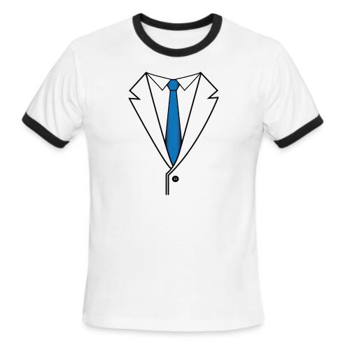 Suit with Blue Tie - Men's Ringer T-Shirt