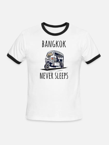 Bangkok Never Sleeps - Men's Ringer T-Shirt - white/black