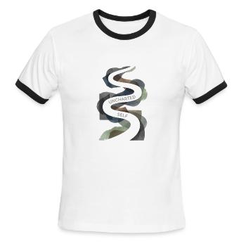 Uncharted Self Abstract Ribbon - Men's Ringer T-Shirt - white/black - Front - Jackson (183cm)