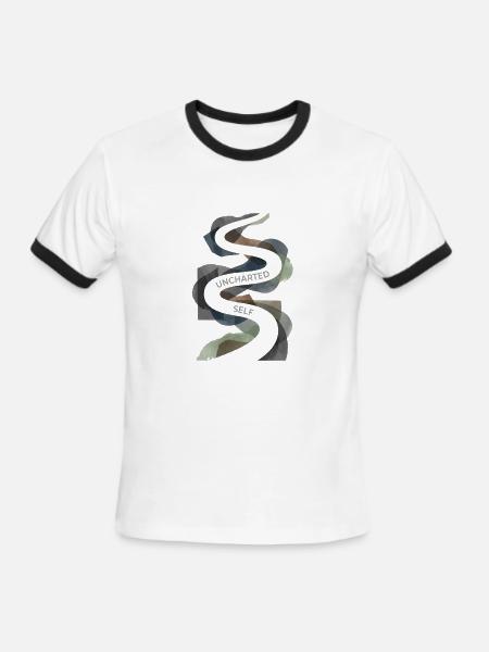 Uncharted Self Abstract Ribbon - Men's Ringer T-Shirt - white/black