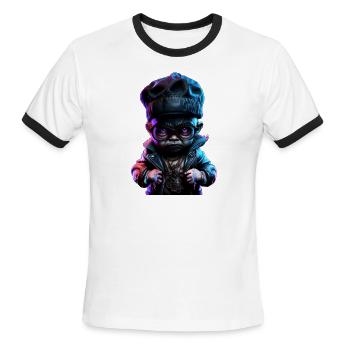 Bébé Cyberpunk Gangsta - T-shirt à bandes contrastées pour hommes   - blanc/noir - Devant - Jackson (183cm)