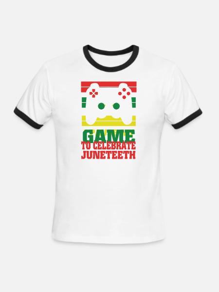 juneteenth game hipster - Men's Ringer T-Shirt - white/black
