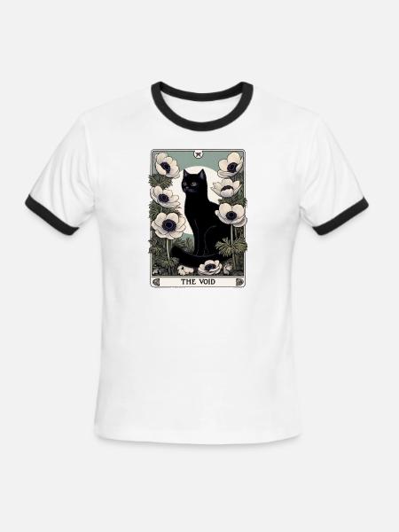The Void Black Cat Tarot Card - Men's Ringer T-Shirt - white/black