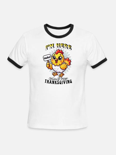 waiting for thanksgiving - Men's Ringer T-Shirt - white/black