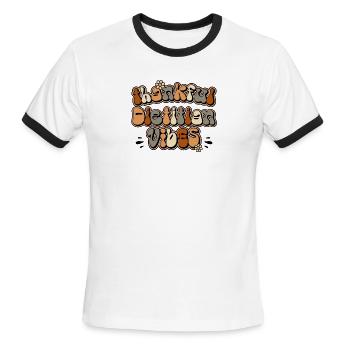 Retro Thankful Dietician Vibes Thanksgiving Fall - Men's Ringer T-Shirt - white/black - Front - Jackson (183cm)