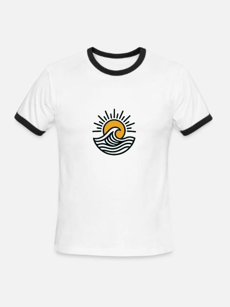 Sunrise Wave Emblem - Men's Ringer T-Shirt - white/black