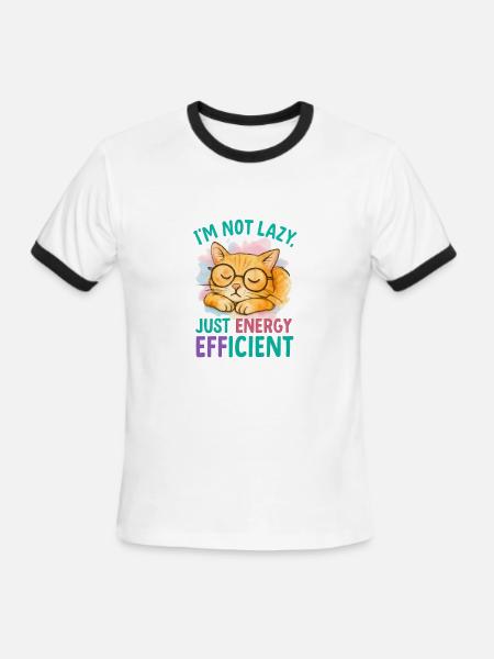 Energy Efficient Cat Cartoon - Men's Ringer T-Shirt - white/black