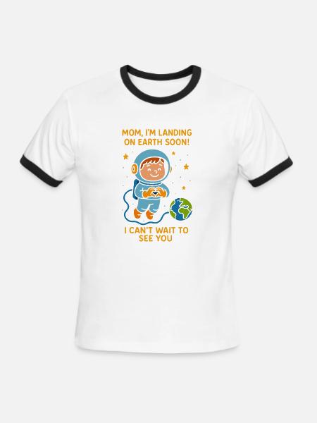 Earth Arrival Baby Astronaut - Men's Ringer T-Shirt - white/black