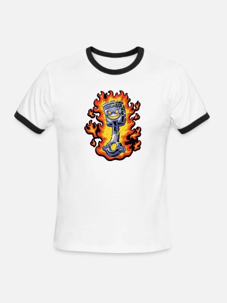 Flaming Piston Mascot - Men's Ringer T-Shirt - white/black