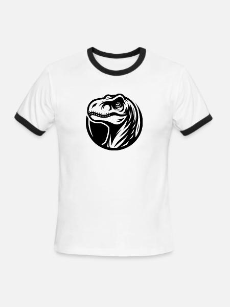 Grinning Raptor Logo Style - Men's Ringer T-Shirt - white/black