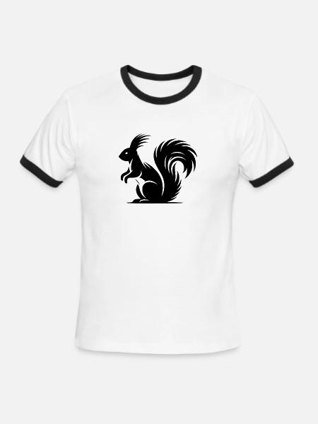 Squirrel Tattoo Style Drawing - Men's Ringer T-Shirt - white/black