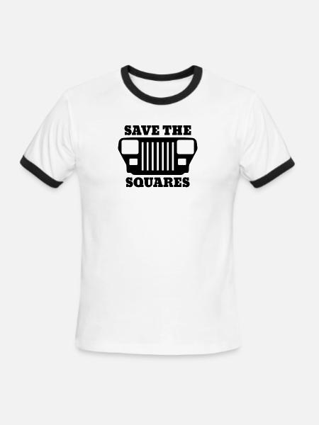 Save the Squares Jeep - Men's Ringer T-Shirt - white/black