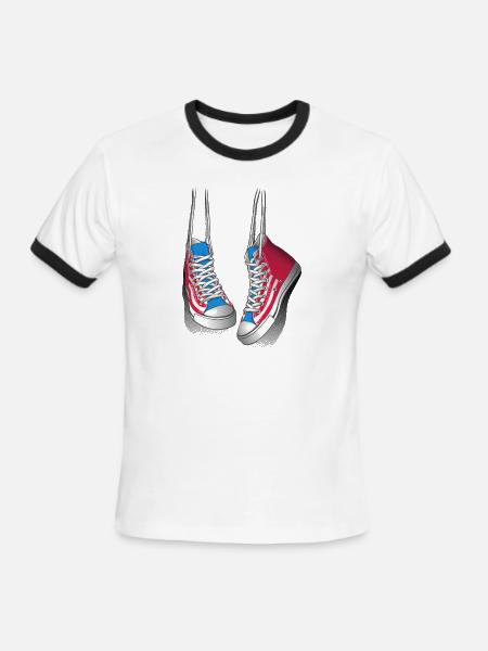 Hanging sneakers - Men's Ringer T-Shirt - white/black