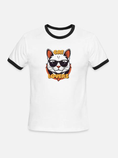 Cat lovers - Men's Ringer T-Shirt - white/black