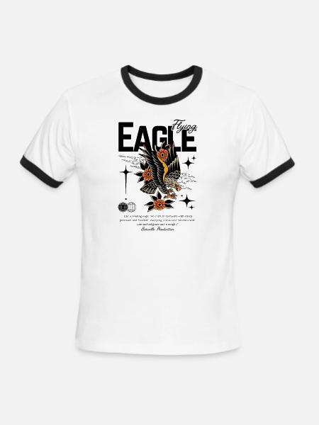 Flying Eagle Vintage Tattoo Style Design - Men's Ringer T-Shirt - white/black