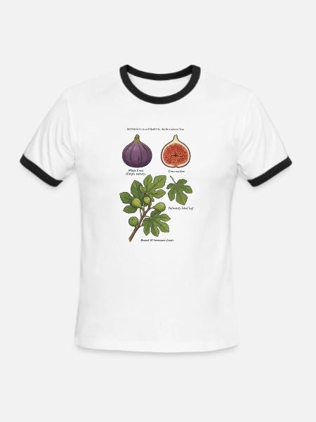 Botanical Fig Fruit Study - Men's Ringer T-Shirt - white/black