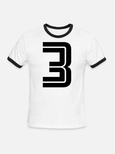 Number 3 - Men's Ringer T-Shirt - white/black