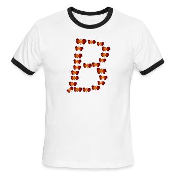 The B is written by stacking drawn butterfl - Men's Ringer T-Shirt - white/black - Front - Jackson (183cm)