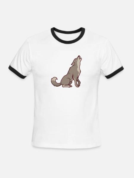 Wolf Howling Wolf - Men's Ringer T-Shirt - white/black