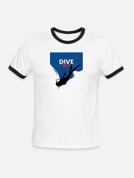 Dive More - Men's Ringer T-Shirt - white/black