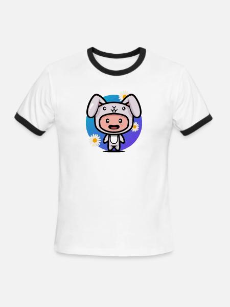 Kid In Rabbit Suit - Men's Ringer T-Shirt - white/black