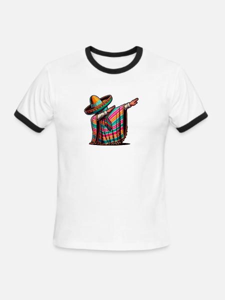 Dabbing Mexican Fiesta - Men's Ringer T-Shirt - white/black