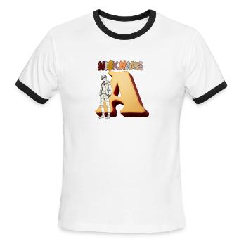 nick name A - Men's Ringer T-Shirt - white/black - Front - Jackson (183cm)