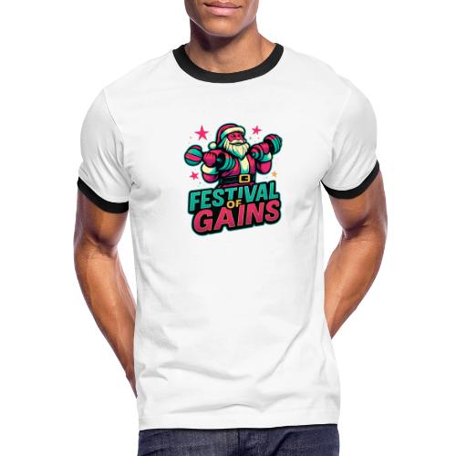 Festival of Gains Funny Gym Santa Christmas - Men's Ringer T-Shirt