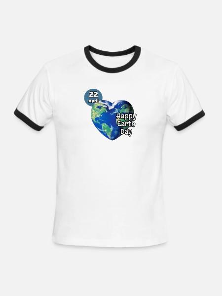 Happy Earth Day - Men's Ringer T-Shirt - white/black