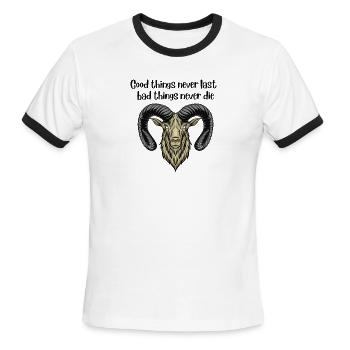 Goat - Men's Ringer T-Shirt - white/black - Front - Jackson (183cm)