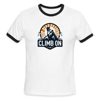 Climb to the top - Men's Ringer T-Shirt - white/black - Front - Jackson (183cm)
