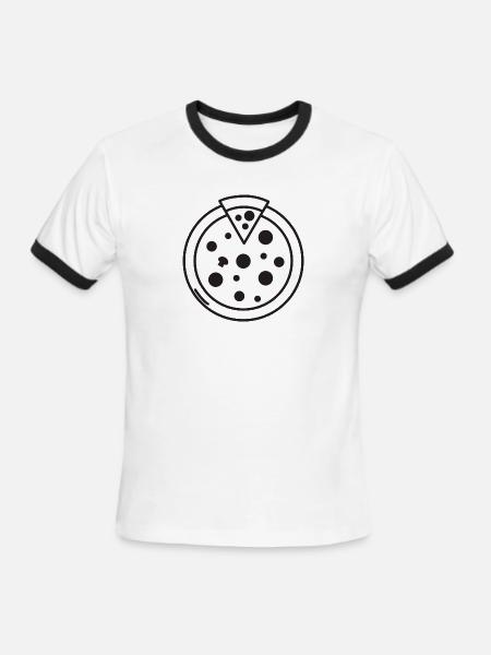 Cute Yummy Whole Pizza - Men's Ringer T-Shirt - white/black