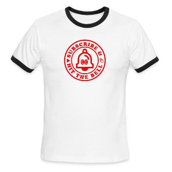 Subscribe bell red - Men's Ringer T-Shirt - white/black - Front - Jackson (183cm)