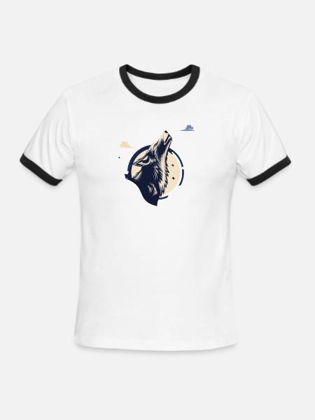 Howling Wolf - Men's Ringer T-Shirt - white/black