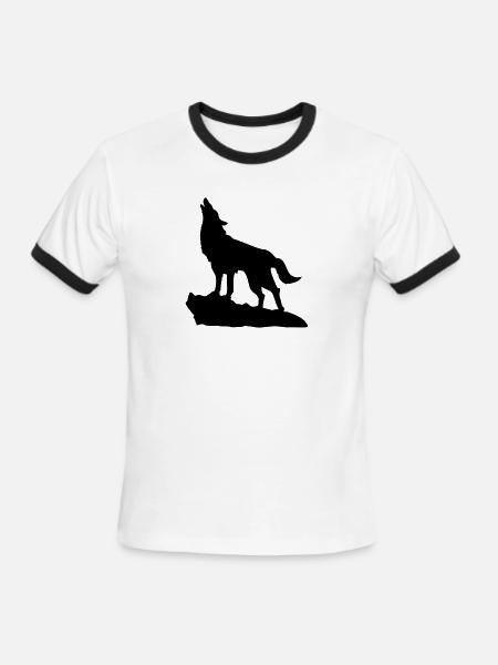 Wolf Howling - Men's Ringer T-Shirt - white/black