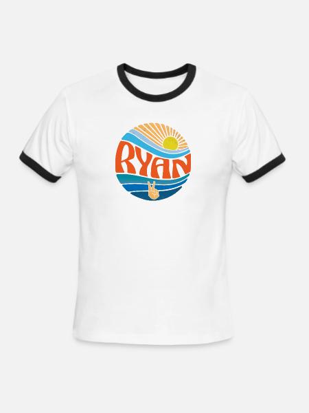 Ryan Shirt Vintage Sunset Ryan Groovy Tie Dye - Men's Ringer T-Shirt - white/black