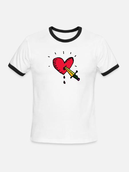 Heart And Dagger - Men's Ringer T-Shirt - white/black