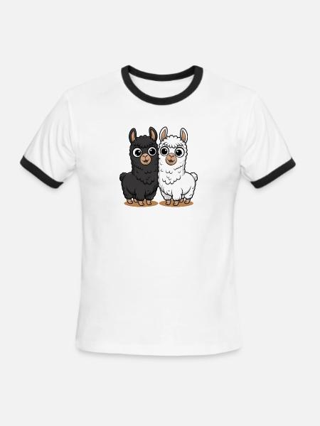 Llama Pair - Black and White - Men's Ringer T-Shirt - white/black