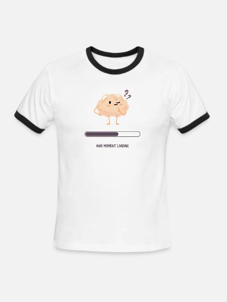 Aha Moment Loading Cute Brain Cartoon Shirt - Men's Ringer T-Shirt - white/black