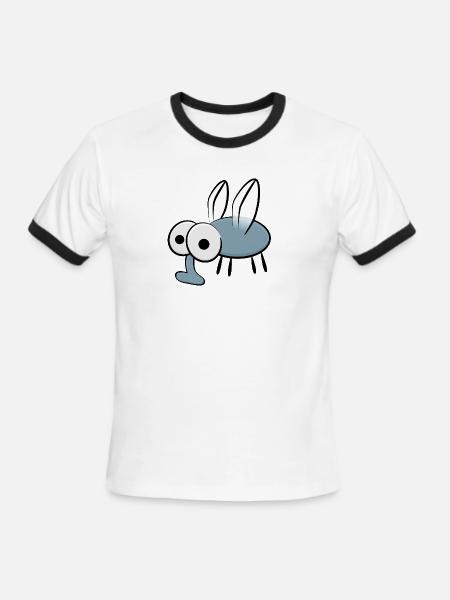 Cartoon mosquito - Men's Ringer T-Shirt - white/black