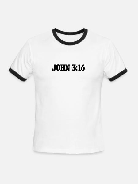 John 3:16 - Men's Ringer T-Shirt - white/black