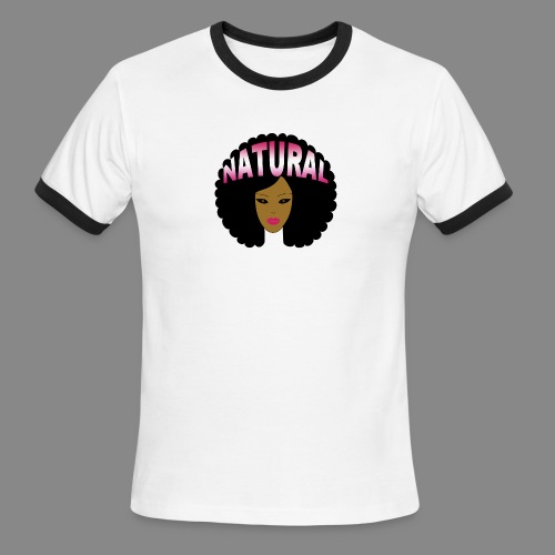 Natural Afro (Pink) - Men's Ringer T-Shirt