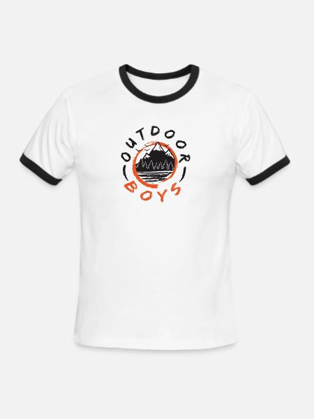 Outdoor Boys Logo - Men's Ringer T-Shirt - white/black